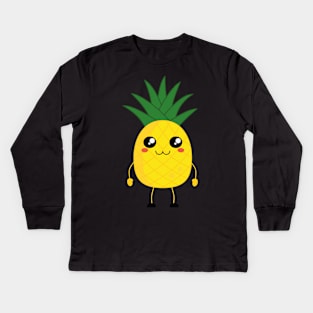 kawaii pineapple cartoon Kids Long Sleeve T-Shirt